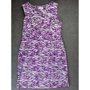 Jude Connally Dress Womens Medium Purple White Abstract Zebra Tiger Print Shift